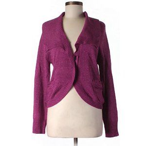Tulle Magenta Wool Blend Cardigan Sweater